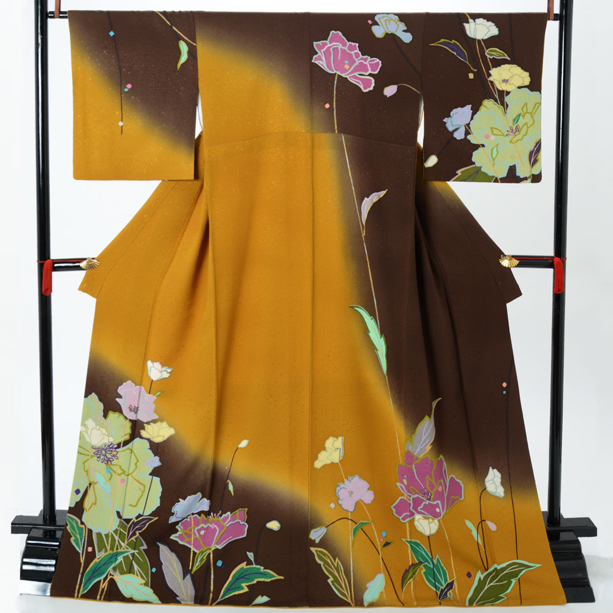 h1138 金茶焦げ茶ぼかし 芥子の花