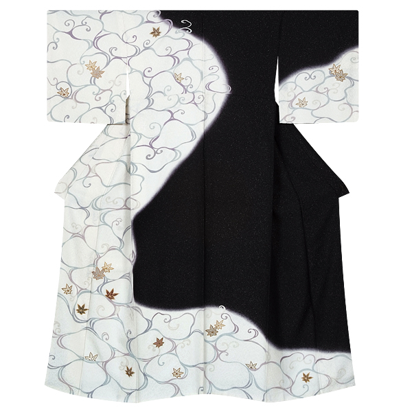 h237 白黒 水面に楓