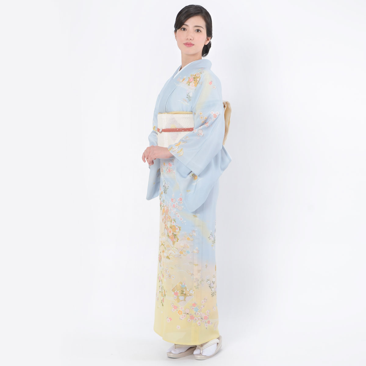 h698　青　冊子に四季花