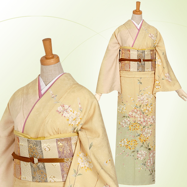 h008　クリーム薄ピンク　陽だまりの草花