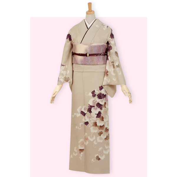 h182　ベージュ　葡萄模様