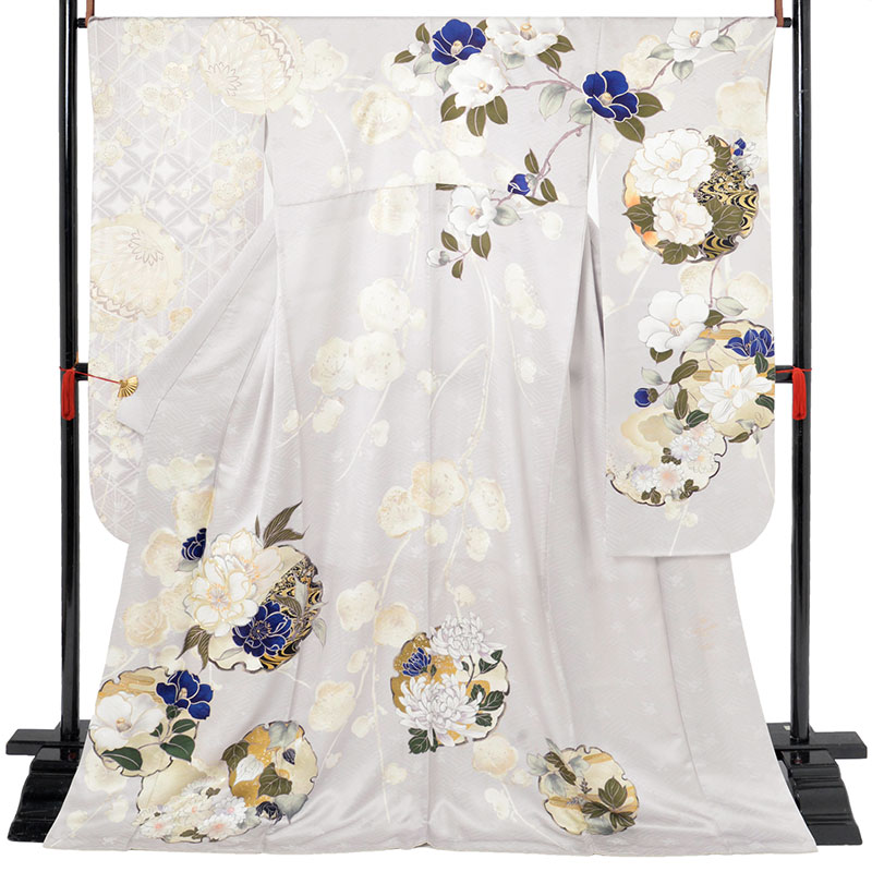 r2042　Ma Minette Reve薄グレー　花の雪輪に梅