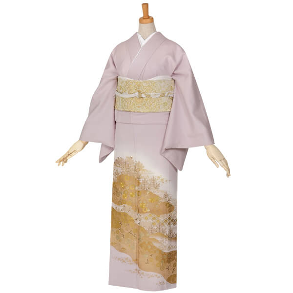 e127　薄紫　金彩　雲取り吉祥文様☆